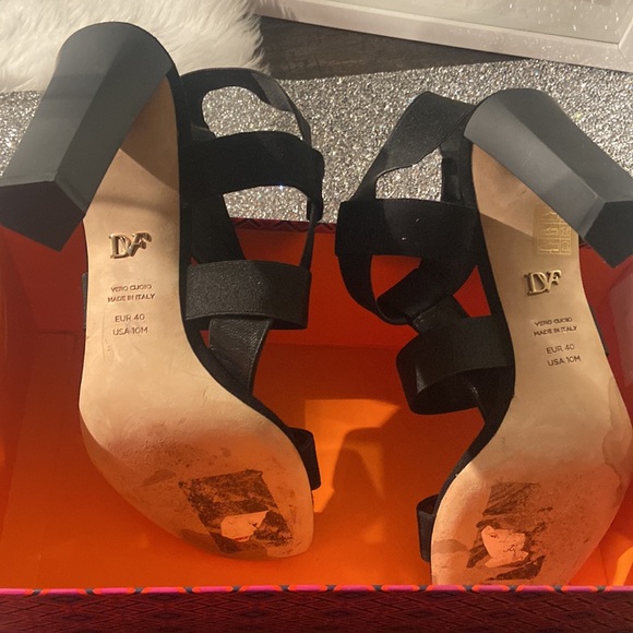 Diane von Furstenberg Women's Black Suede Cage Sandals 10M - Picture 12 of 17